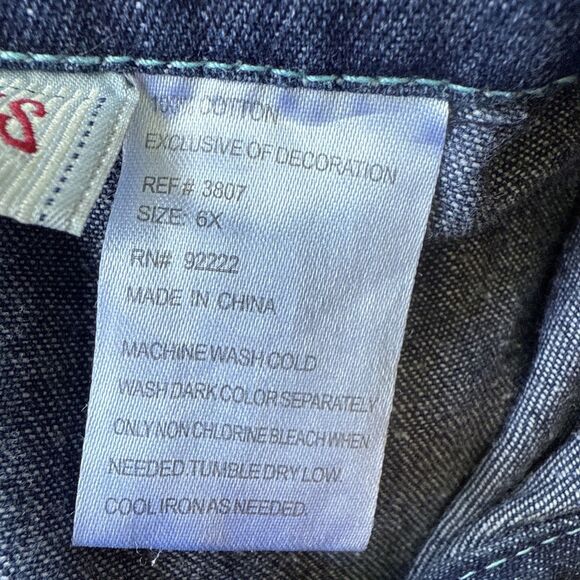 Vtg‎ Carter's Denim Dress Kids 6X Blue Embroidered Vacation Sundress - Picture 8 of 12